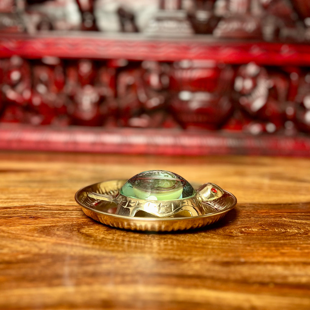 BRASS TORTOISE WITH PLATE SET