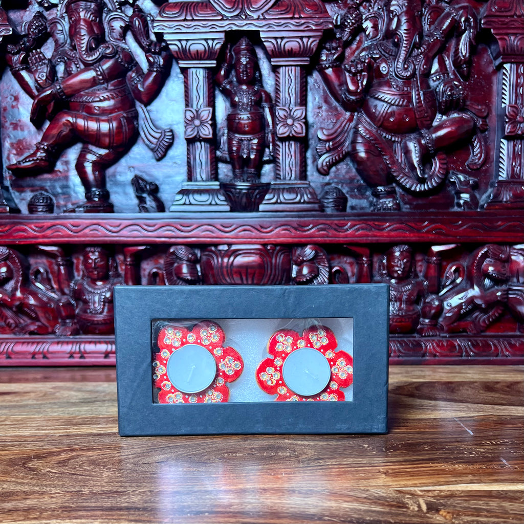 MARBLE FLOWER T-LIGHT SET OF 2