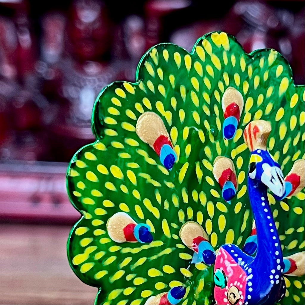 METAL HAND-PAINTED PEACOCK DANCING