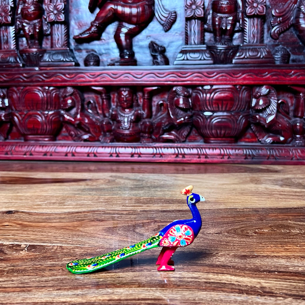 METAL HAND-PAINTED PEACOCK LONG TAIL