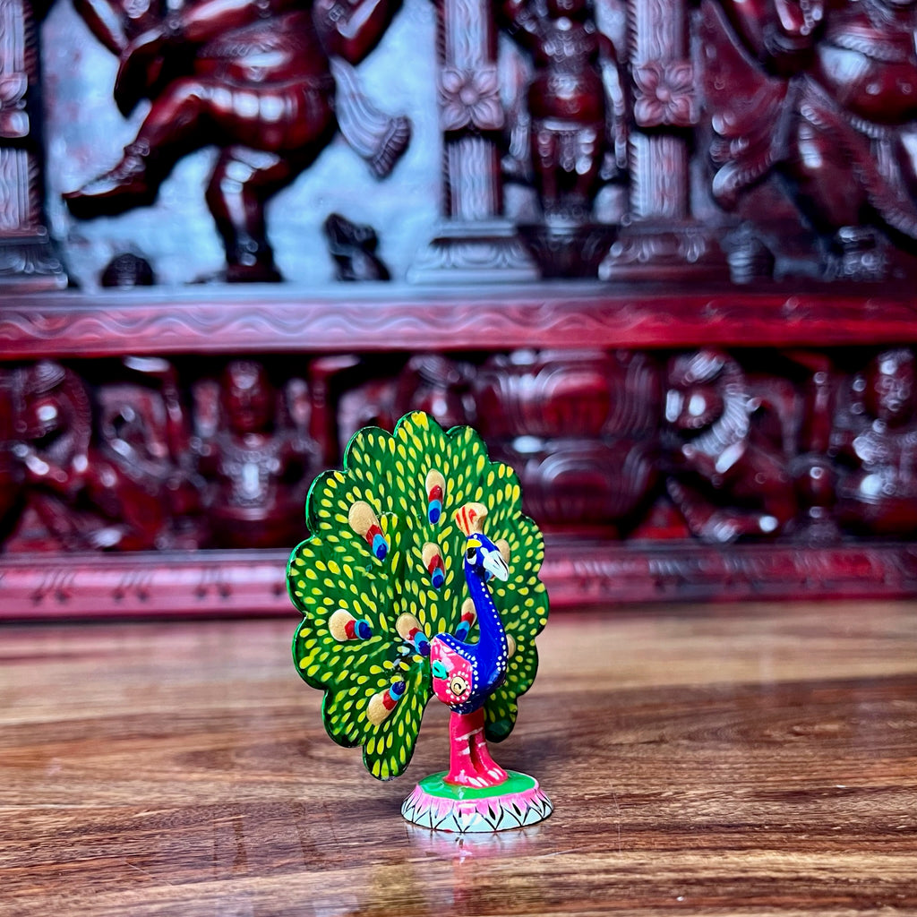 METAL HAND-PAINTED PEACOCK DANCING
