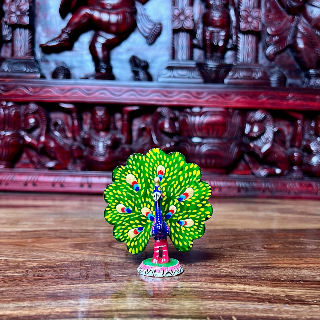 METAL HAND-PAINTED PEACOCK DANCING