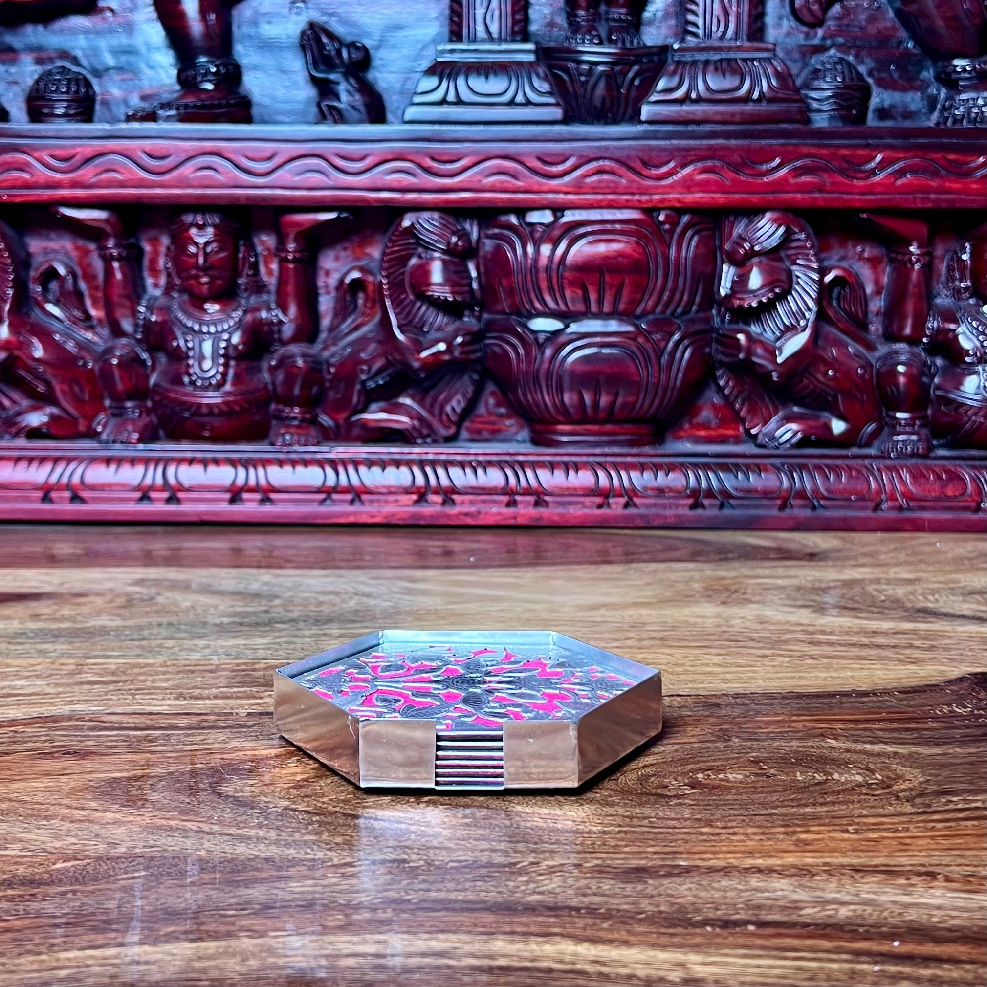 METAL COASTER HEXAGONAL SET OF 6