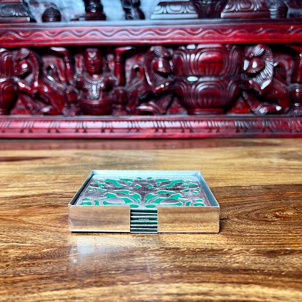 METAL COASTER SQUARE SET OF 6