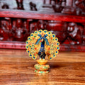 WOODEN HAND-PAINTED PEACOCK DANCING
